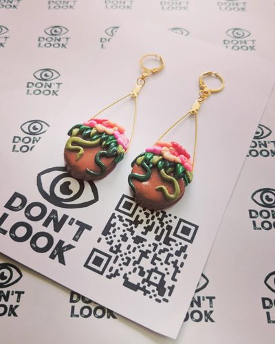 Hanging basket earrings